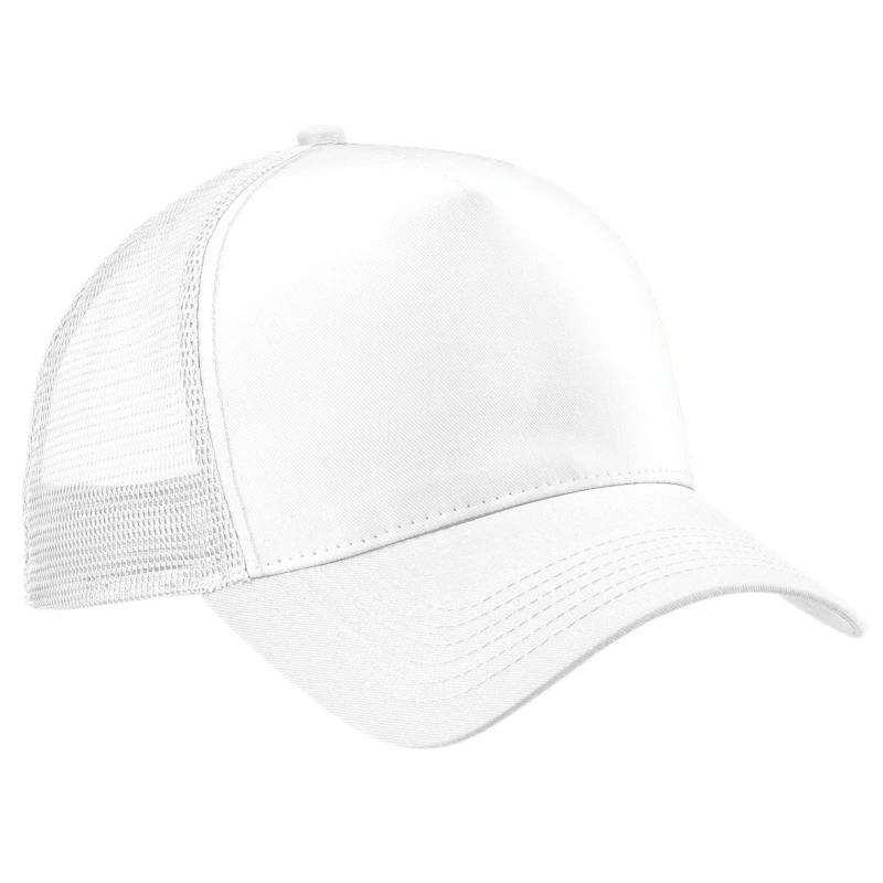 Image of Beechfield Beechfield Men Half Mesh Trucker Cap Headwear in White White One Size Male 5055747801187