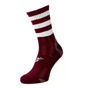 Image of Precision Childrens/Kids Pro Hooped Football Socks (12 UK Child-2 UK) (Maroon/White)