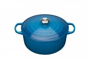 Image of Le Creuset Signature Round Casserole 28cm Marseille Blue