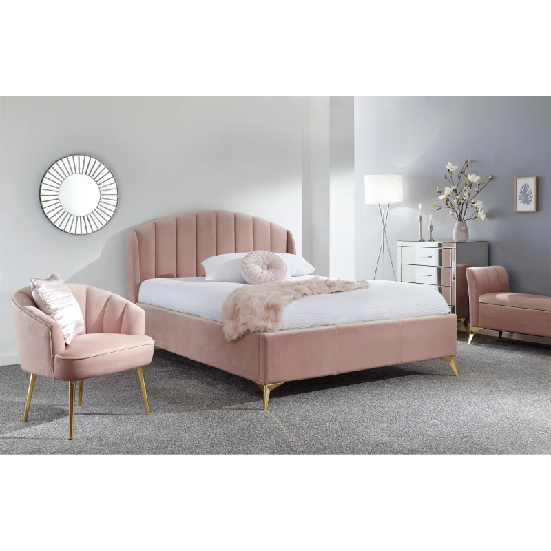 Image of GFW Pettine King Pink Upholstered Ottoman Bed & Pocket Mattress, Pink PET50PKSP