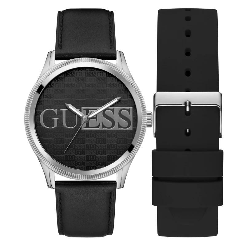 Image of Guess Mens Analogue Quartz Watch Black/Silver male One Size