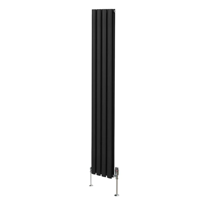 Image of MONSTER-SHOP Oval Column Radiator 1800mm x 240mm & trv Chrome Valves Modern 5055986194446