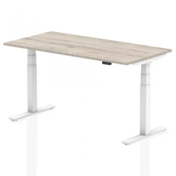 Image of Trexus Sit Stand Desk White Legs 1600x800mm Grey Oak Ref HA01166