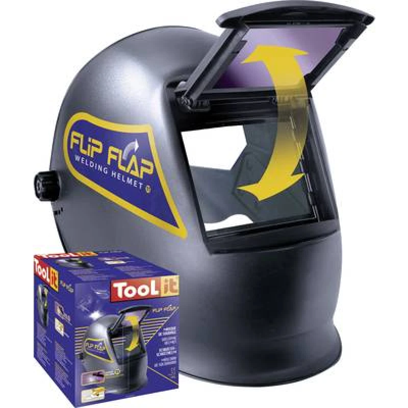 Image of Toolit Toolit FLIP-FLAP 042513 Welders hard hat EN 166, EN 168, EN 175 Black 042513