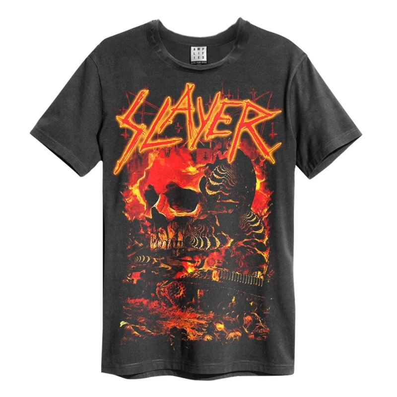 Image of Amplified Amplified Men War Skull Slayer T-Shirt in Charcoal Size: Small Charcoal S Male 5063470409990