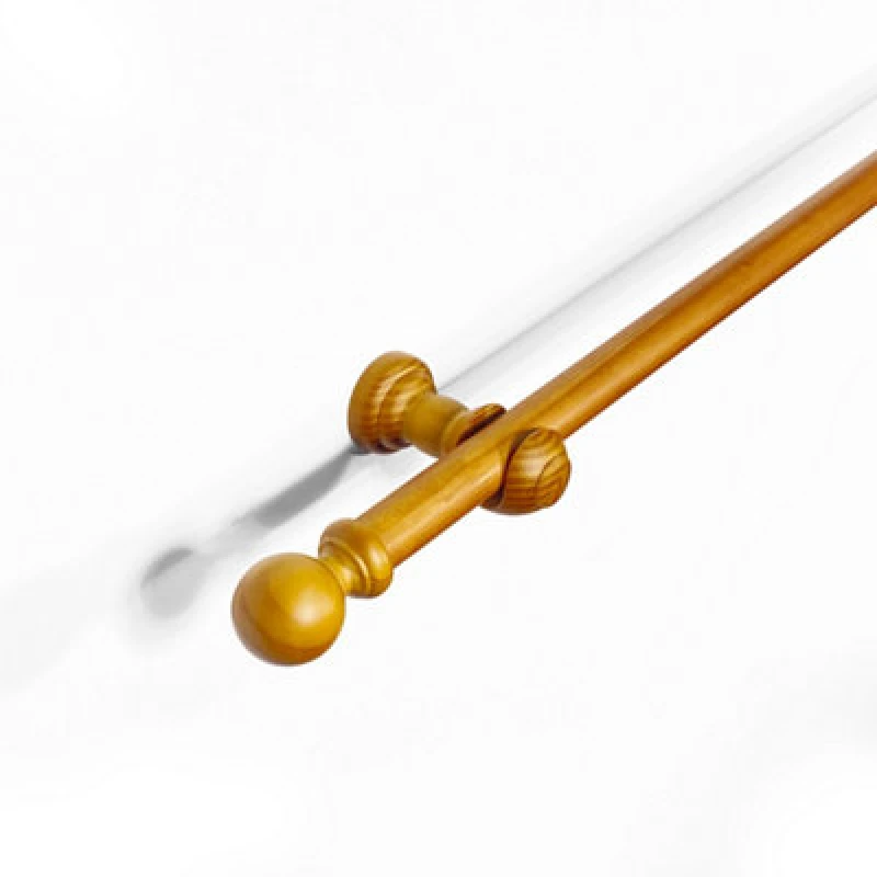 Image of Lister Cartwright 28mm Eyelet Wooden Curtain Pole Set Fixed Length (Aged Oak Traditional Ball, 300 Cm)