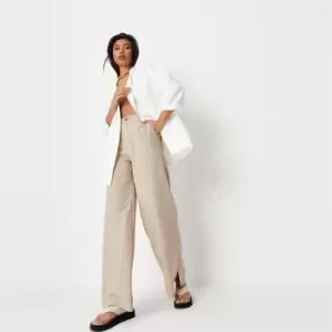 Image of Missguided Petite Wide Leg Trousers - Neutral