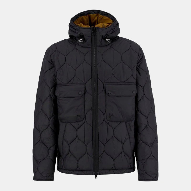 Image of Barbour Mens Re-Engineered Hooded Spey Long Sleeve Quilted Jacket Black BK11 male M