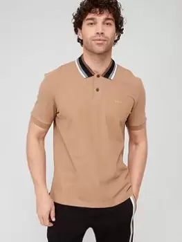 Image of BOSS Phillipson 118 Slim Fit Polo Shirt - Beige, Beige Size M Men