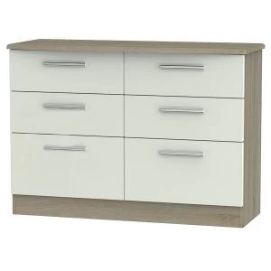 Image of Robert Dyas Kirkhill Ready Assembled 6-Drawer Midi Chest of Drawers - Taupe Cedar