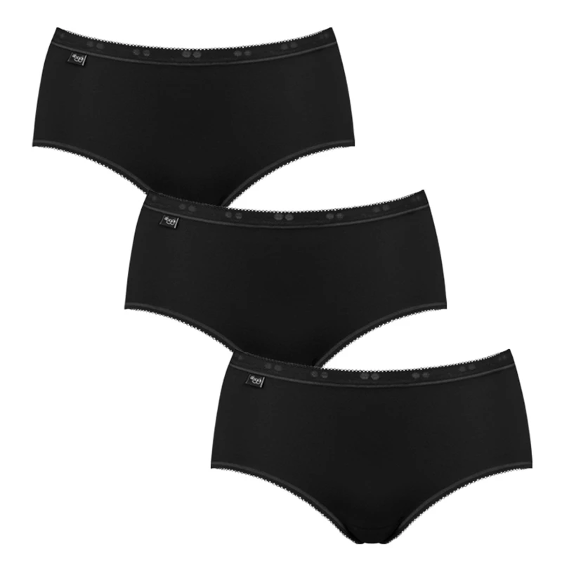 Image of Sloggi Basic+ Midi 3 Pack Briefs Black female