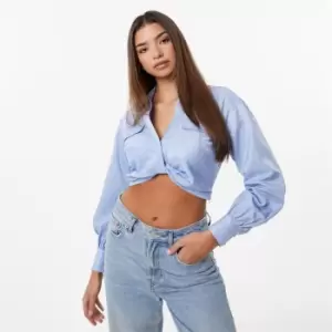 Image of Jack Wills Draped Cropped Blouse - Blue