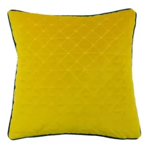 Image of Quartz Rectangular Quilted Cushion Ceylon Yellow/Petrol Blue