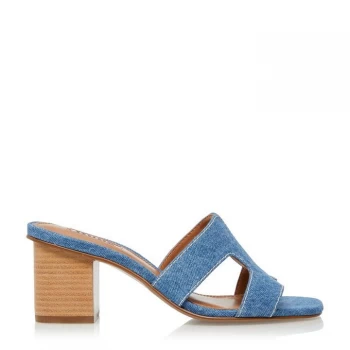 Image of Dune Blue 'Jupe' Mid Block Heel Mules - 3