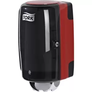 Image of TORK Paper towel and cleaning cloth dispenser, HxWxD 333 x 193 x 172 mm, Black / red