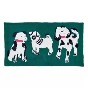 Image of Joules Dogs Of Welland Cotton Bath Mat - Green