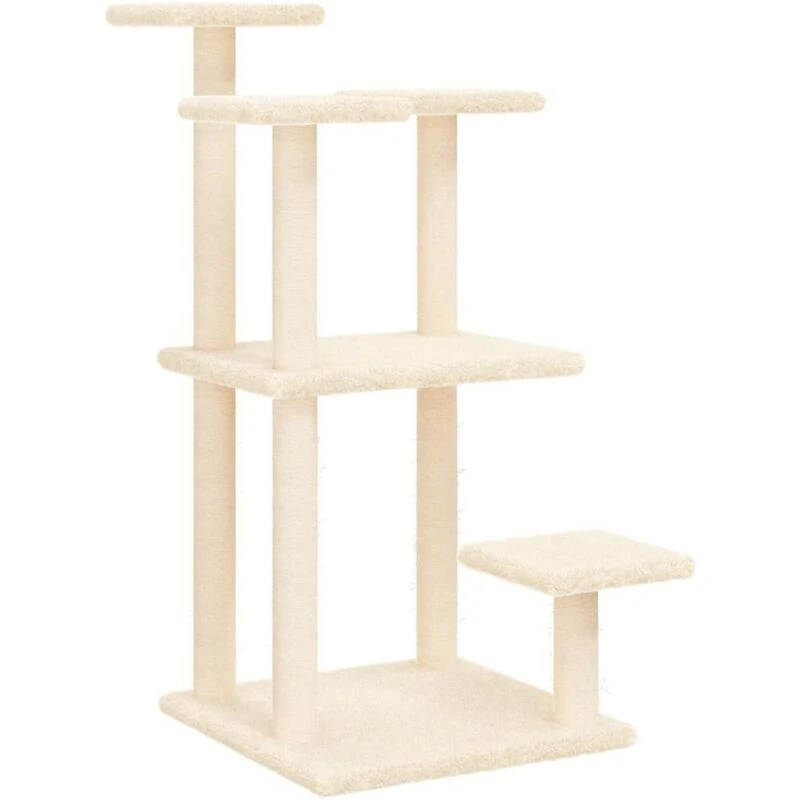 Image of vidaXL Cat Scratching Posts with Platforms Cream 98.5 cm, Cream 172106