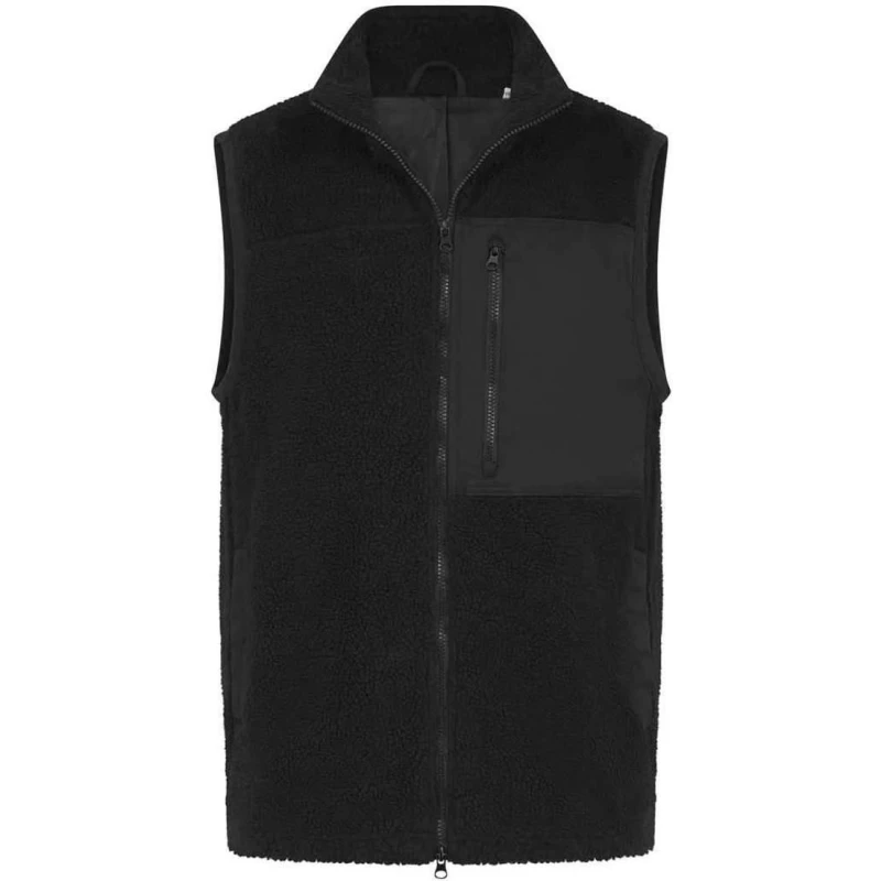 Image of Front Row Mens Sherpa Gilet in Black Size: XS Black Male XS