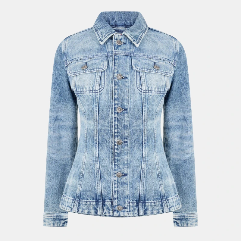 Image of Diesel Womens De-Katerinfsh Washed Long Sleeve Button Denim Jacket 01 female 8