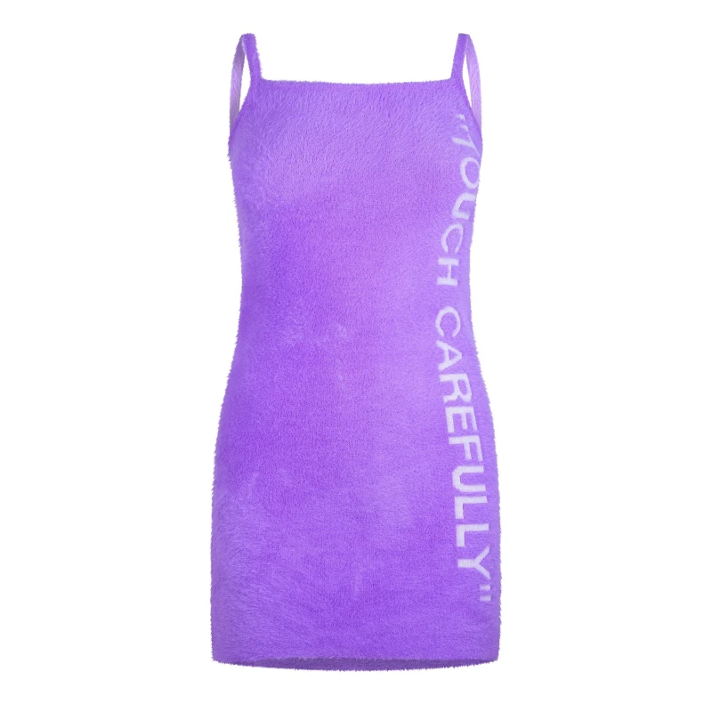 Image of Off White Womens Quote Strap Structured Fit Mini Dress Violet/White female 6 (38)
