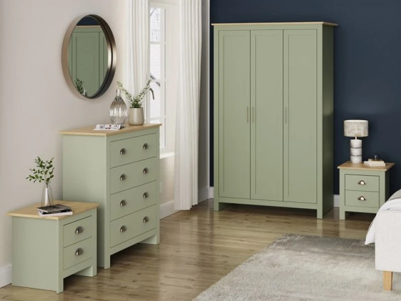 Image of GFW GFW Lancaster 4 Piece 3 Door Wardrobe Set - Green