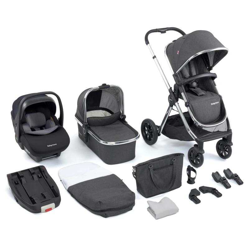 Image of Babymore Memore V2 Travel System 13 PC Pecan - Chrome Chrome unisex 59x80x109