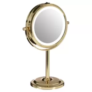 Image of Premier Housewares Gold Cassini LED Table Mirror