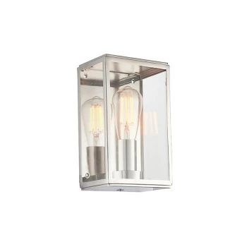 Image of Endon Lighting Hadden - Wall Lamp Bright Nickel Plate & Clear Glass 1 Light Dimmable IP20 - E27
