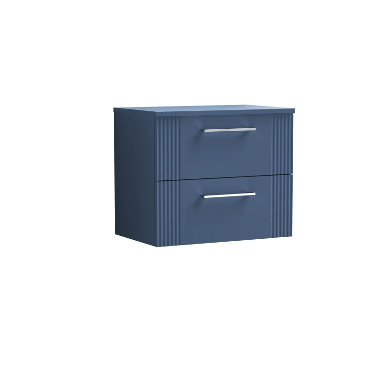Image of Balterley 2 Drawer Wall Hung Vanity Colour Match Laminate Worktop Blue 600mm Blue
