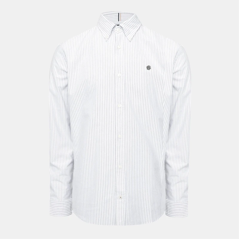 Image of Boss Mens Long Sleeve Oxford Shirt Open Green male XS