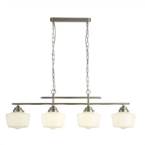 Image of 4 Light Bar Pendant Satin Silver, White, E27
