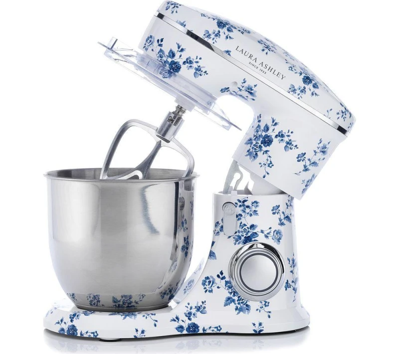 Image of LAURA ASHLEY VQSBSMR55LACR Stand Mixer - White & Blue, White 5060706036241