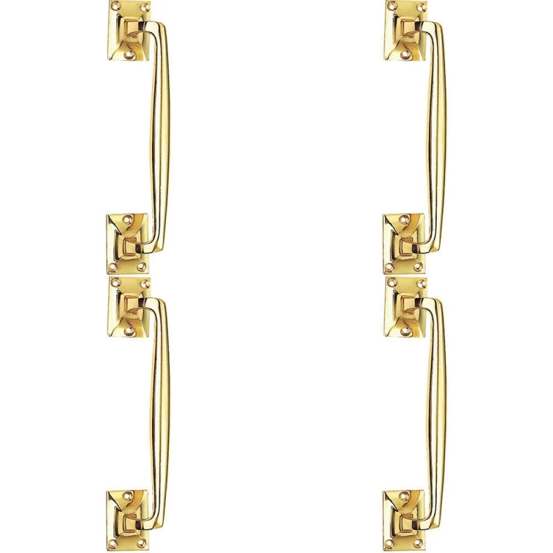 Image of Loops 4x One Piece Door Pull Handle 250mm Length 54mm Projection Polished Brass Metallics unisex
