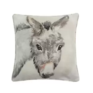 Image of Evans Lichfield Watercolour Donkey Cushion Cover (One Size) (Brown/Off White/Grey)