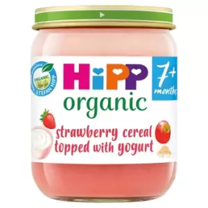 Image of HiPP Organic Strawberry Cereal Topped with Yogurt Jar 7+ Months EXPIRY 01/05/2023