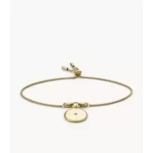 Image of Fossil Womens Georgia New Years Intentions Gold-Tone Stainless Steel Chain Bracelet - Gold