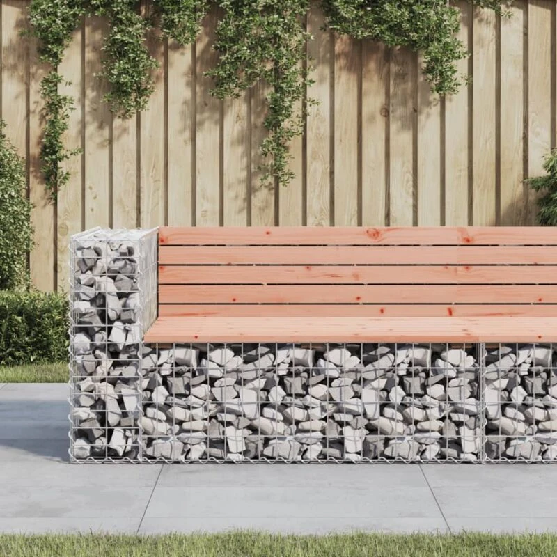 Image of vidaXL Garden Bench Gabion Design 122x71x65.5cm Solid Wood Douglas, Brown 834384