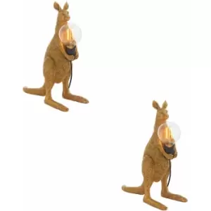 Image of 2 pack Vintage Gold Kangaroo Table Light - Resin Figure - Matt Black Lamp Holder