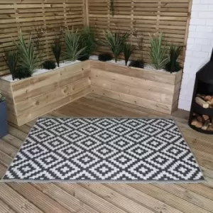 Image of 180cm x 120cm Outdoor Geometric Pattern Waterproof Rug Mat for Garden Patio in Grey