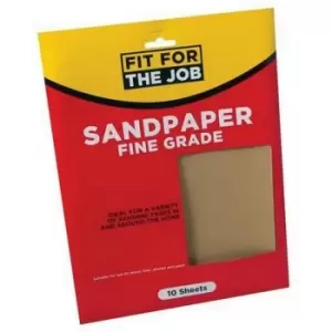 Image of FFJASP10F) Fine Sandpaper Pack of 10 - Fit For The Job