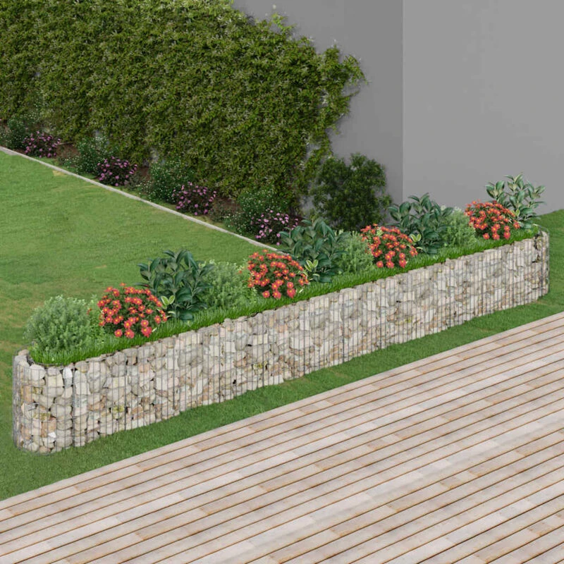 Image of vidaXL Gabion Raised Bed Galvanised Iron 470x50x50 cm, Silver 152029