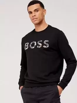 Image of BOSS Boss Weboss Logo Sweatshirt, Black Size M Men