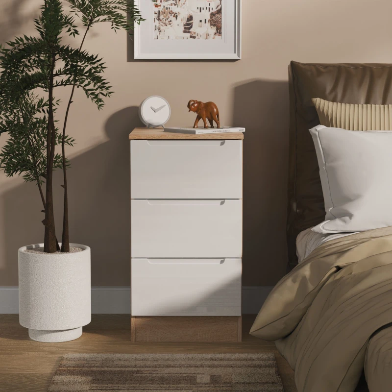 Image of Welcome Furniture Welcome Furniutre Milan 3 Drawer Bedside - Ready Assembled MIL001WGBO