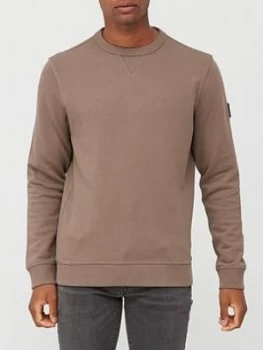Image of Hugo Boss Walkup 1 Arm Logo Sweatshirt Beige Size M Men