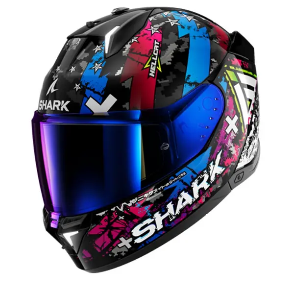 Image of Shark SKWAL i3 Hellcat Black Chrom Blue KUB Full Face Helmet Size M