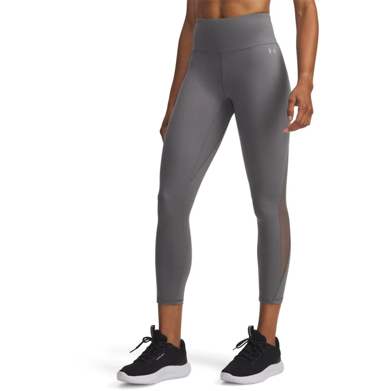 Image of Under Armour Womens Motion Mesh Performance Gym Leggings Green/Titanium female 8 (XS)