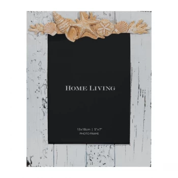 Image of 5" x 7" - HESTIA White Wash Sea Shell Photo Frame