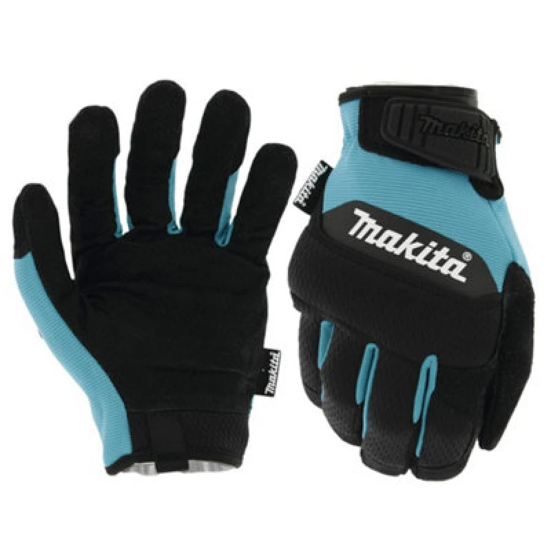 Image of Makita Durahide Leather Palm Performance Gloves P-84604 Colour: Black / Blue