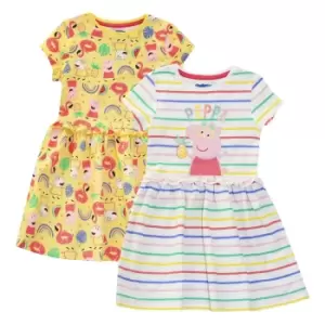 Image of Peppa Pig Girls Suzy Rainbow Dress Set (Pack of 2) (3-4 Years) (Multicoloured)