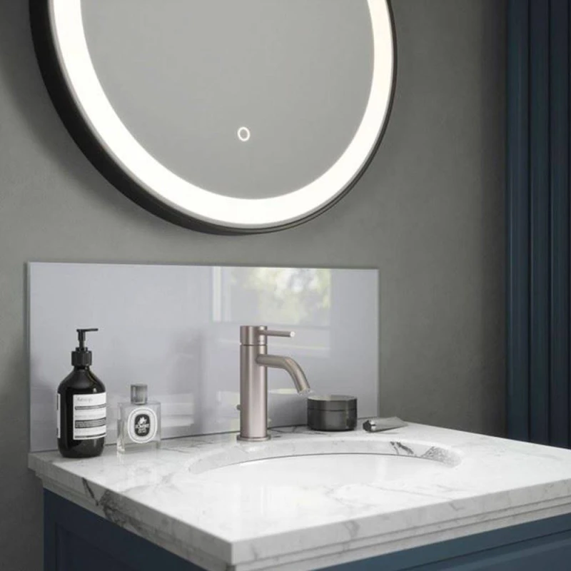 Image of Pearl Glass Bathroom Splashback 250 X 500 X 4Mm, Silver SB50573